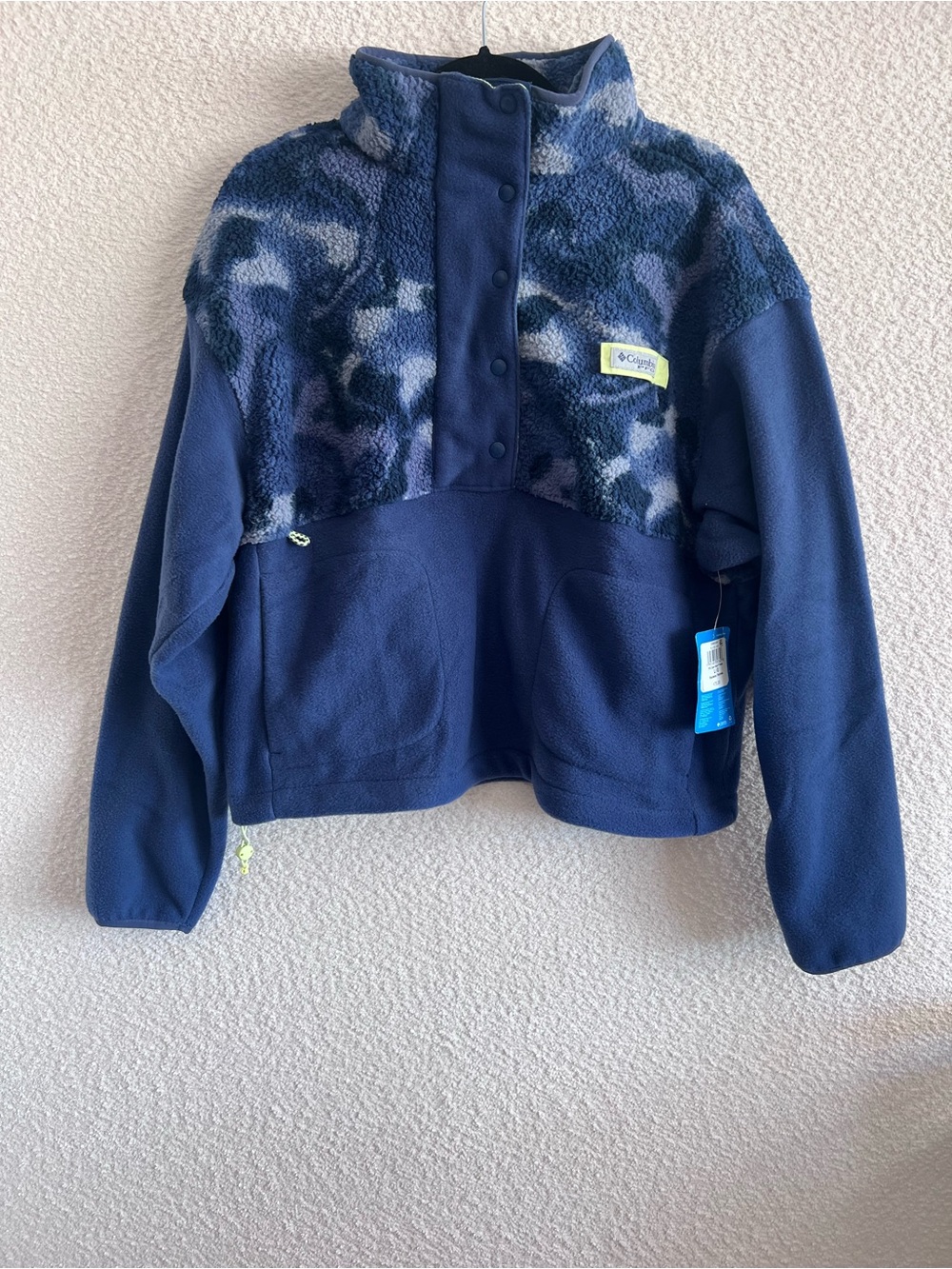 Columbia NWT Women’s PFG Open Water Blue Fleece Sherpa Pullover Size Large